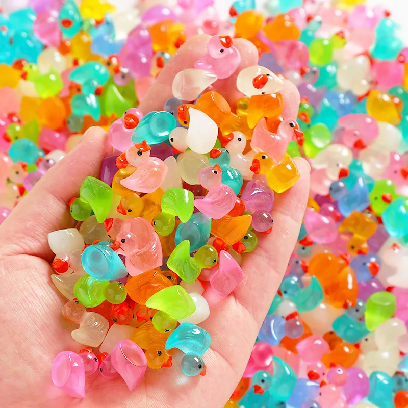 

100 шт. светящихся миниатюрных фигурок уток из смолы для сада, микроландшафта, декора дома, поделок, подарков для вечеринок