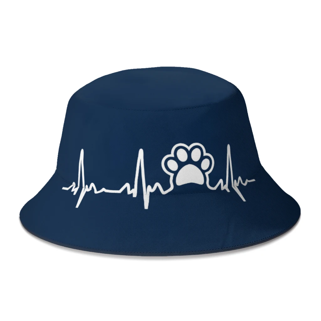 

New Unisex Polyester Dog Paw Lifeline Bucket Hats Women Autumn Sunscreen Sun Hat Men Outdoor Travel Fishing Hats Dropshipping