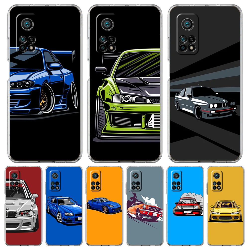 

Japan Sports Car Transparent Phone Case for Xiaomi Mi 11 Ultra 12 11T 11X 11i Lite Poco X3 X4 NFC F3 GT M4 Pro 5G Soft Shell Bag