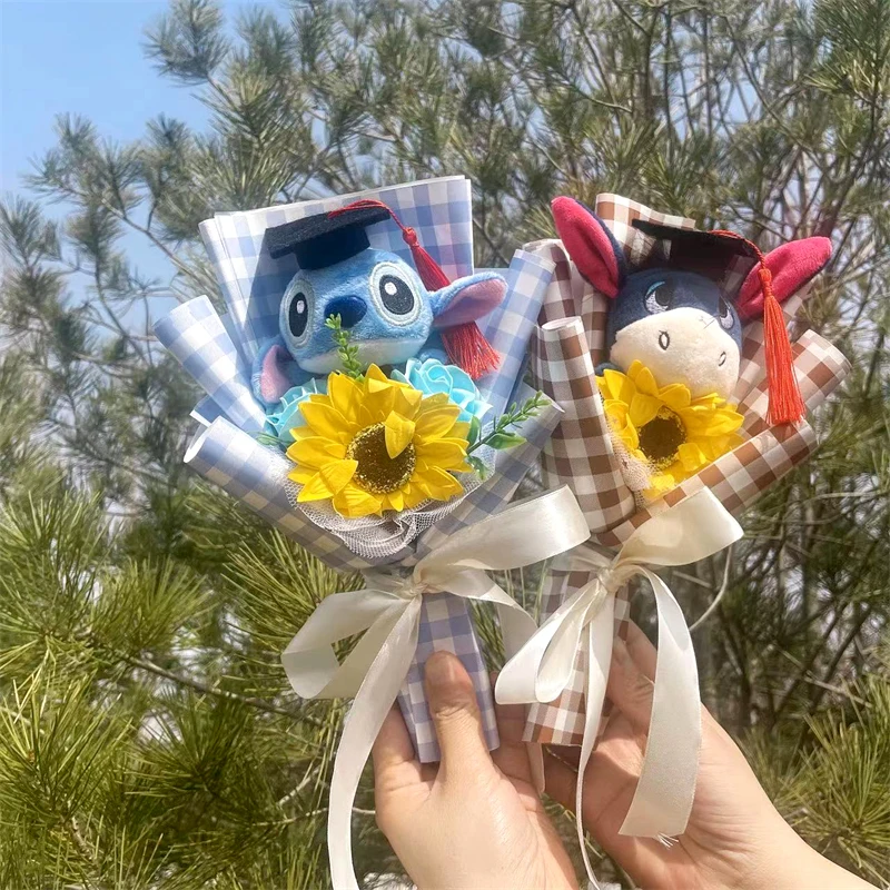 

Disney Stitch Plush Bouquet Stuffed Winnie the Pooh Bear Tiger PigAnimals Doll Toys Valentine's Day Graduation Birthday Gifts