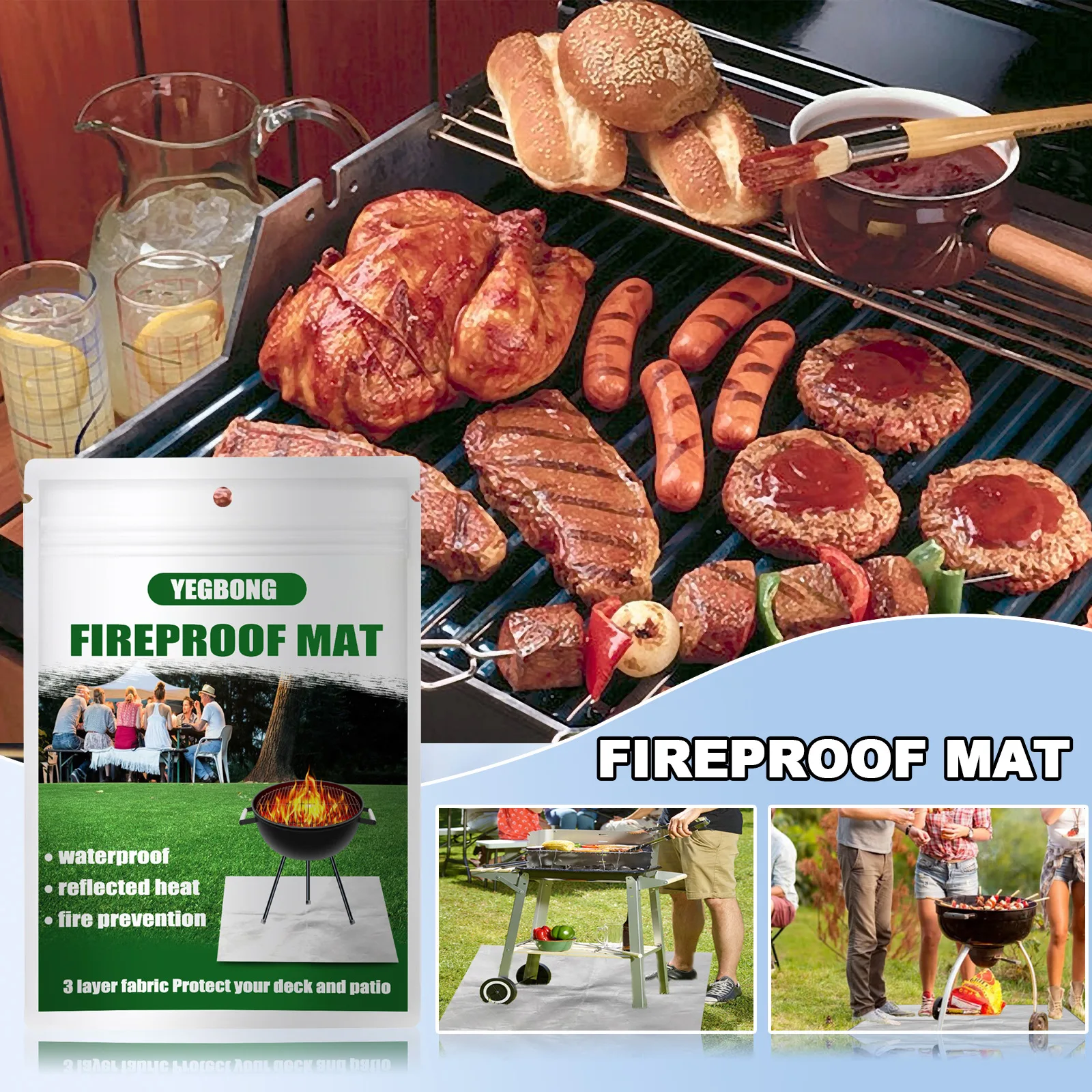 

Non-stick BBQ Grill Mat 40*33cm Baking Mat BBQ Tools Cooking Grilling Sheet Heat Resistance Easily Cleaned Kitchen Tools New Hot