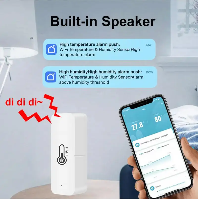 

Умный датчик температуры и влажности Tuya, дистанционный Wi-Fi монитор с приложением для умного дома, с поддержкой Alexa и Google Assistant