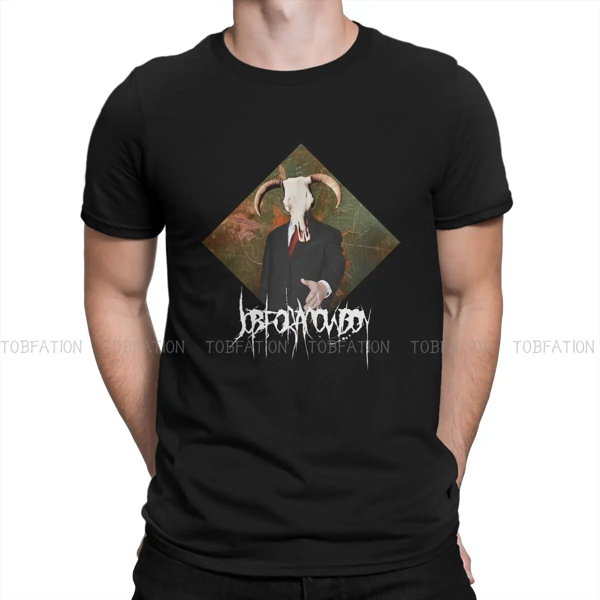 

Heavy Black Metal Fabric TShirt Job for A Cowboy Classic Basic T Shirt Leisure Men Tee Shirt Ofertas Big Sale