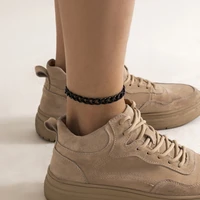 punk hip hop minimalism basic iron chain anklet for womenmen curb cuban link chains bracelet on the leg jewelry accessories