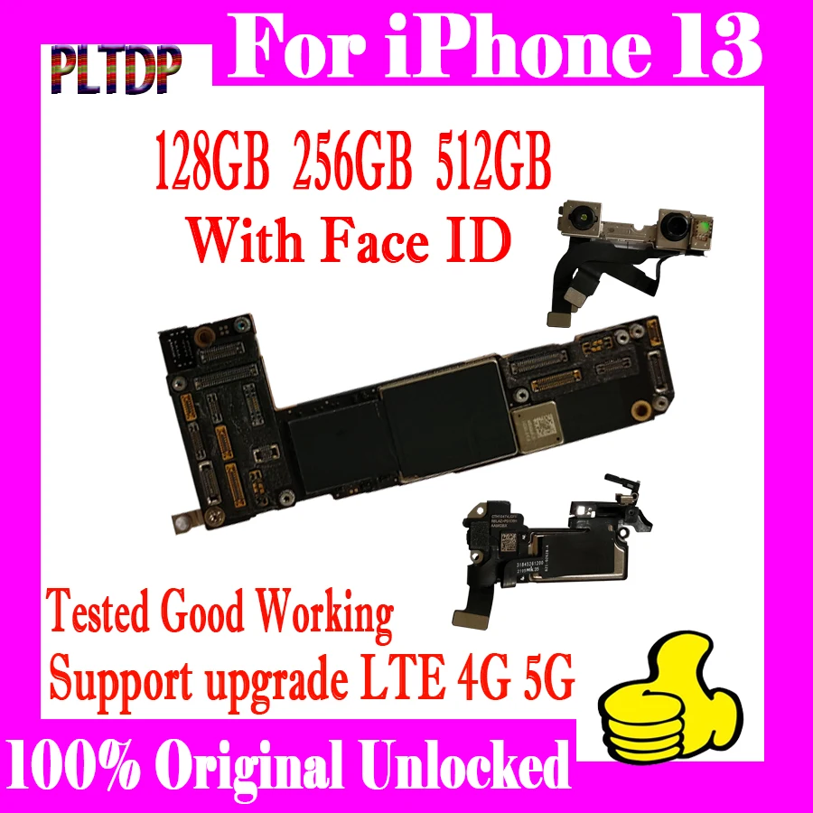 

128gb/256g For iphone 13 Mini 13 Pro Max Motherboard With Face ID,100% Original Unlocked Free icloud Full chips Test Logic board