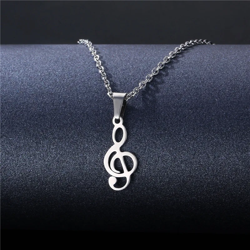 

Fishhook Music Necklace Score Note Treble Chain Musical Symbol G Clef Gift For Woman Man Stainless Steel Jewelry Wholesale New