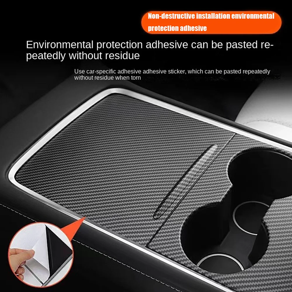 

Car Matte Carbon fiber White Central control Decorative strip for Tesla Model 3/Y cover Decoration panel protective patch