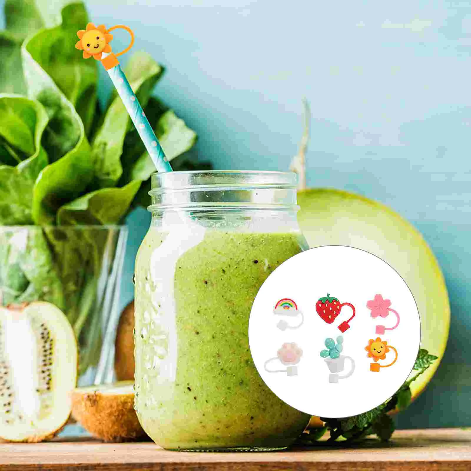 

Straw Covers Cover Silicone Cap Tips Straws Caps Reusable Drinking Plugs Toppers Protector Topper Tip Lids Tumblers Plug Cute