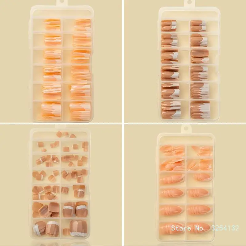 Накладные ногти 120x/коробка накладные с французским кончиком полным покрытием