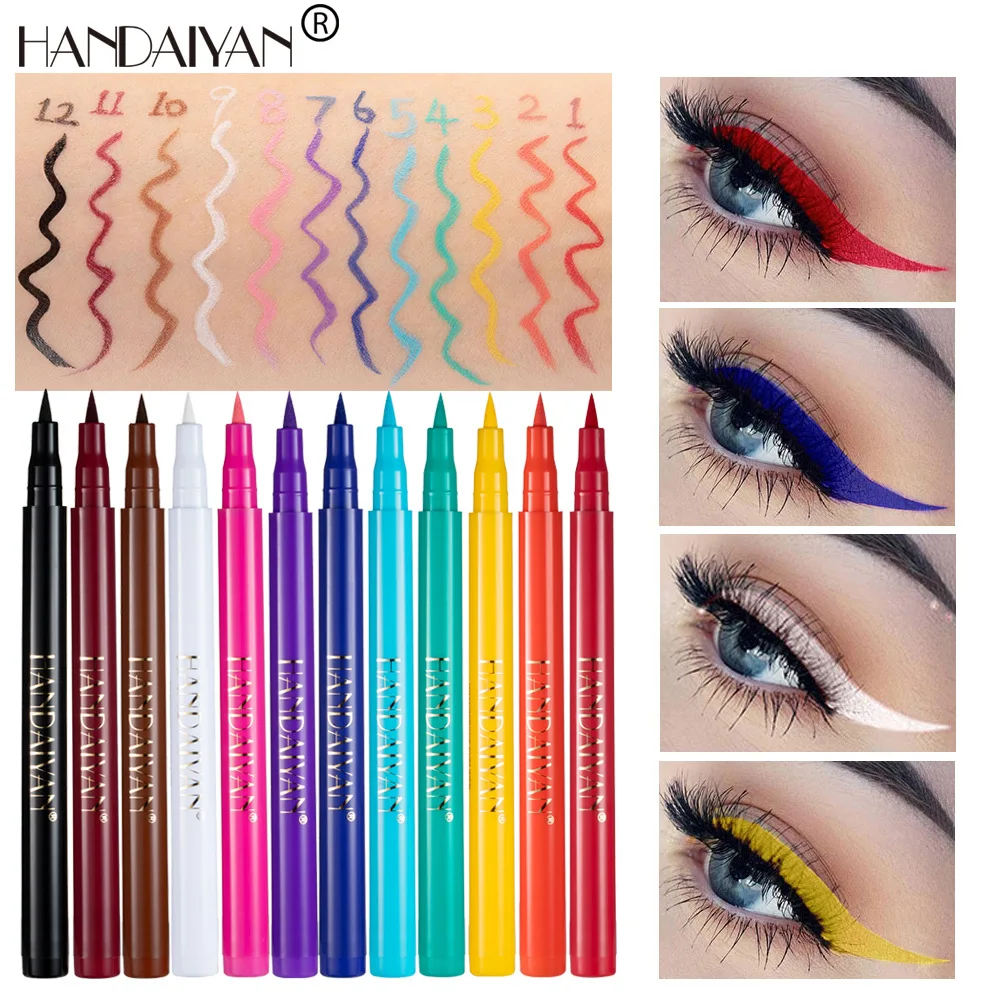 

12 Colors Eyeliner Liquid Pencil Waterproof Easy To Wear Make Up Matte Eye Liner Blue Red Green White Gold Brown Eyliner