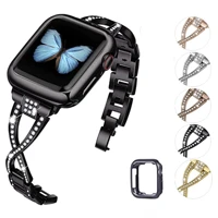 metal diamond strapcase for apple watch 7 45mm 41mm ladies fashion smart watch wristband for iwatch 6 5 4 3 2 se 44mm 42mm 40mm