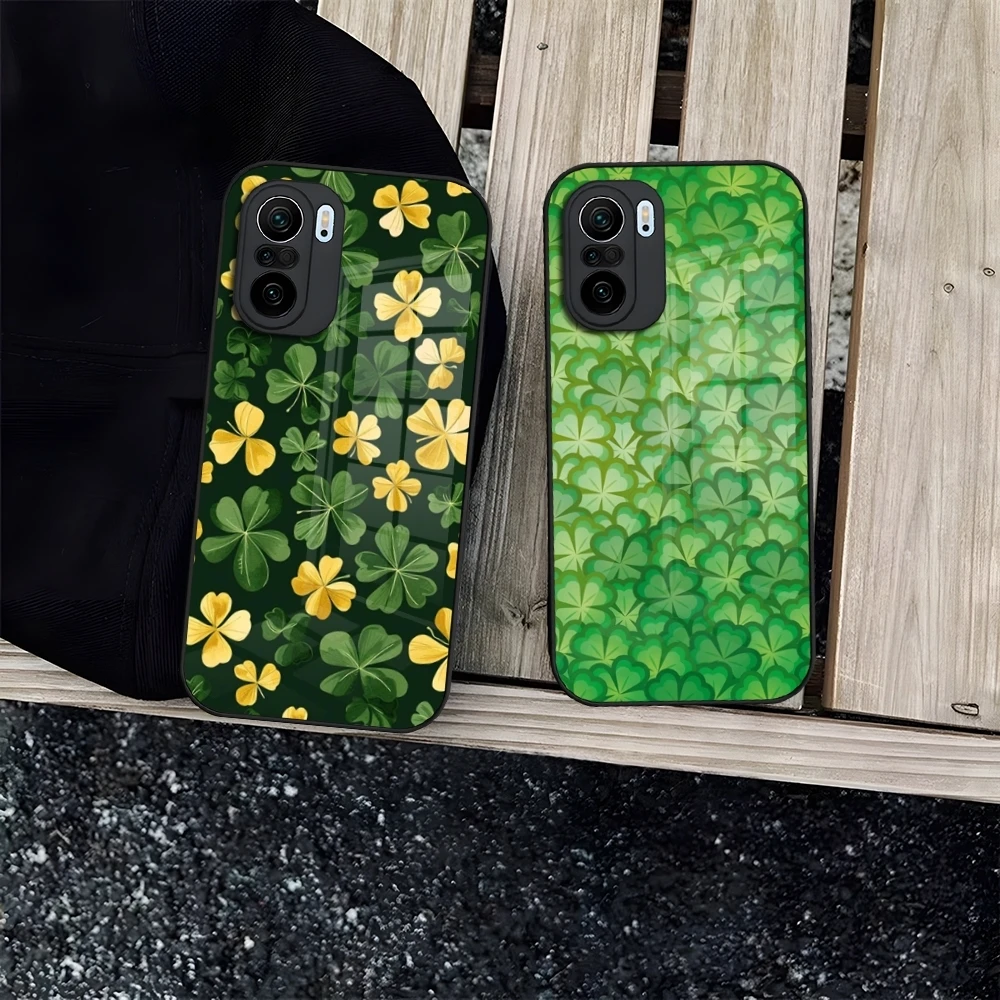 Чехол Lucky Four Leaf Clover для телефона Redmi 12c 13c 12 13 Note Pro Plus 11 10 11s 12s чехол из закаленного