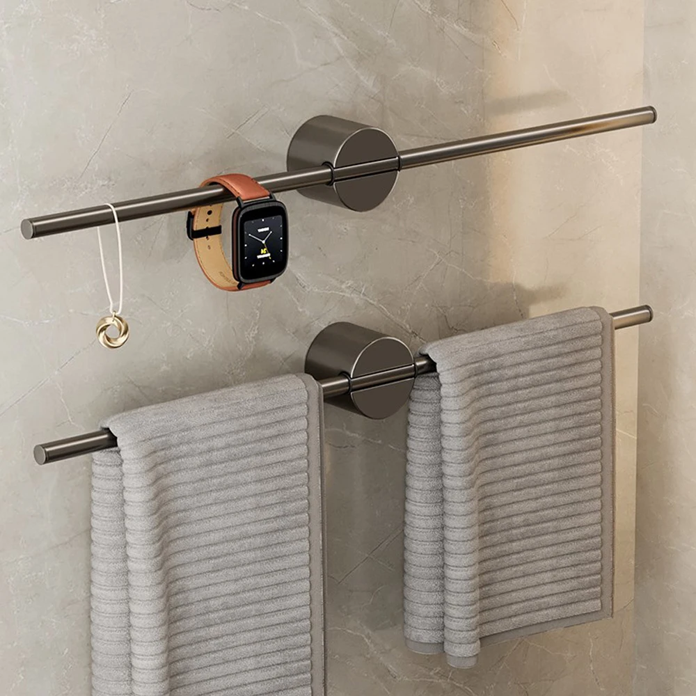

40/50/60cm Towel Rack Holder Punch Free Kitchen Bathroom Accessories Sets Wall-mounted Toilet Paper Bar Aluminium Alloy