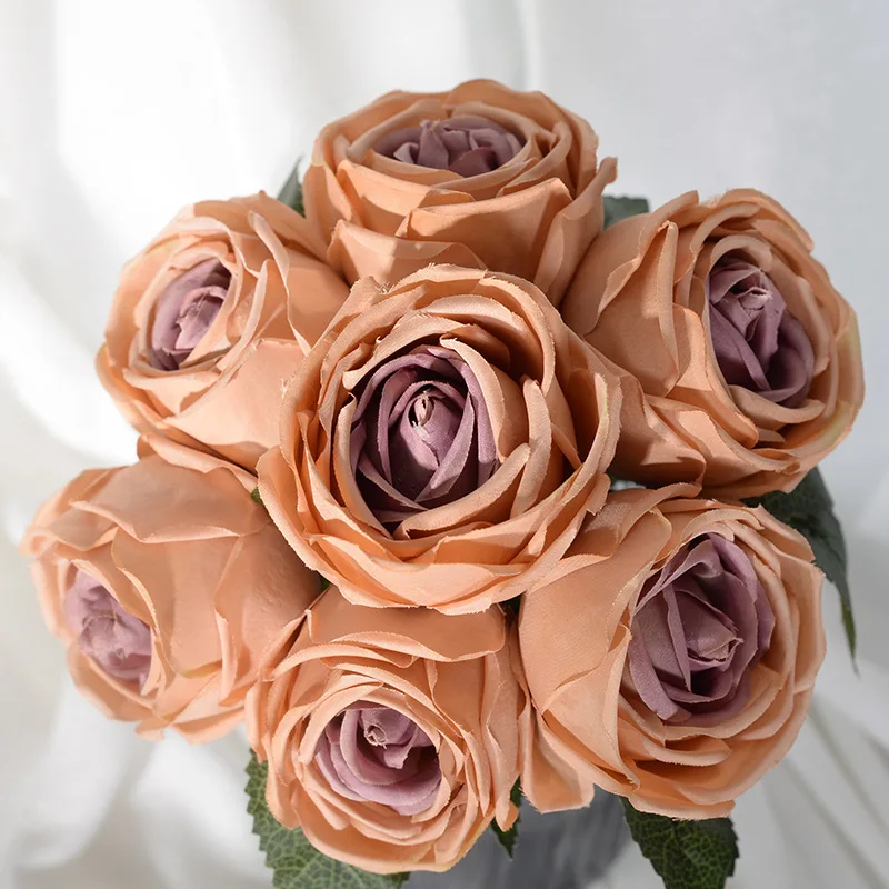 

Artificial Rose Silk Cloth 7 Heads Simulation Roses Multicolor 30CM Holding Flowers Wedding Decoration Bride Holding Flowers