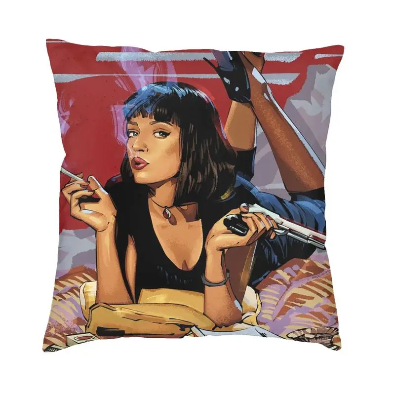 

Mia Wallace Pulp Fiction Pillowcover Decoration Quentin Tarantino Movie Cushions Throw Pillow for Sofa Double-sided Printing