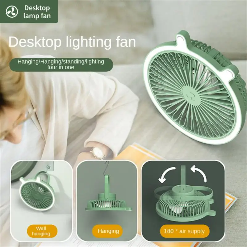 

Fan Desk Fan 3rd Gear Adjustment Desktop Lamp Fan Ultra-quiet Rechargeable Mini Fan Desktop Small Fan Usb With Night Light
