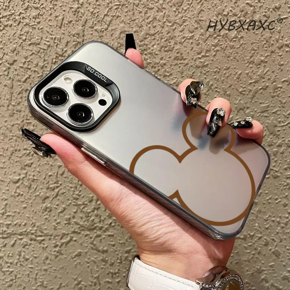 Фото Розовый минималистичный чехол с Микки Маусом для iPhone 17, 16, 15, 14, 13, 12, 11 Pro Max, 8, 7 Plus, 17E, 16E, X, XS, 17Air – легко устанавливаемый, пылезащитный чехол №2