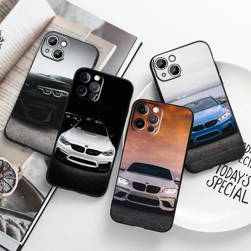 

BMW Sports Luxury Cool For Apple iPhone 14 13 12 11 Pro Max Mini XS Max X XR 7 8 Plus 6 SE2020 Silicone Black Phone Case Fundas