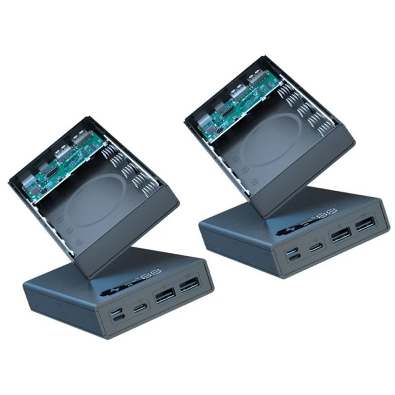 

2Pcs 5 X 18650 Mobile Power Box Detachable 18650 Battery Holder Charging Box Charging QC 3.0 PD DIY Shell-6