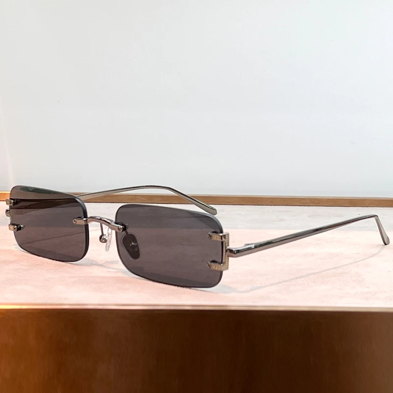 

Солнцезащитные очки без оправы в британском стиле 1131, роскошные оригинальные солнечные очки из чистого титана, женские очки высшего качества с оригинальными линзами