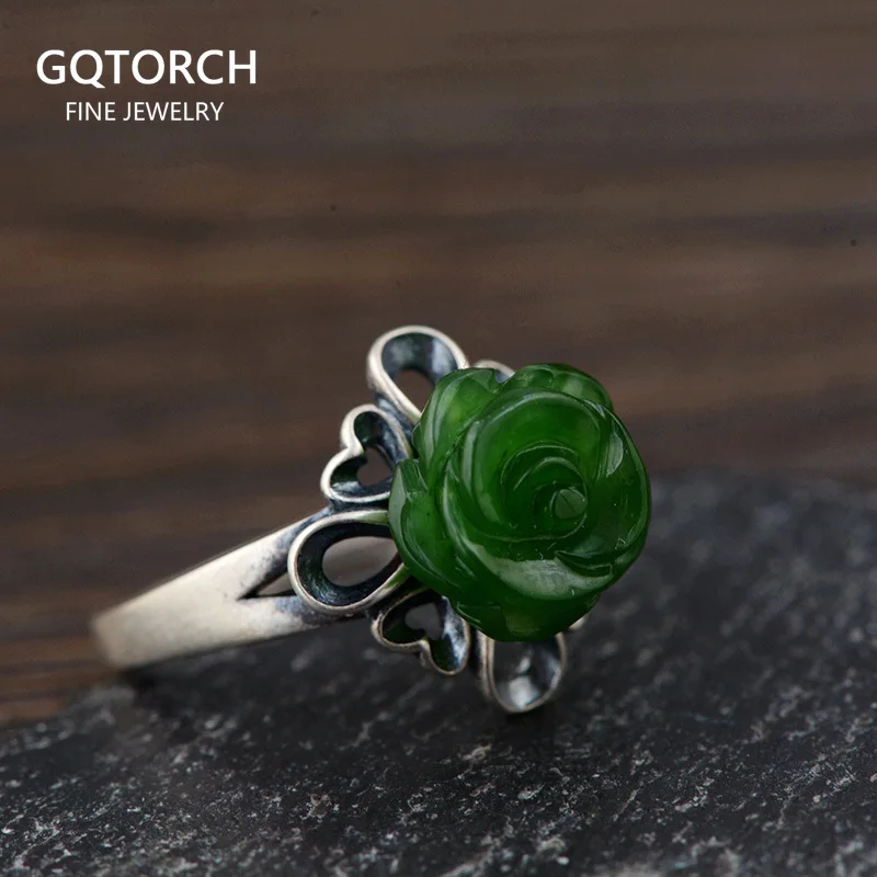 

Женское регулируемое кольцо из серебра 925 пробы, с натуральным нефритом