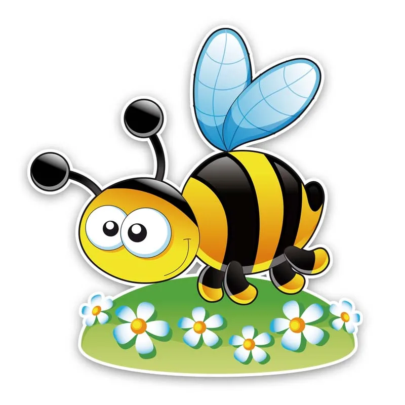 

13.5CM*14.1CM Bees Are Picking Flowers Sticker Car Decal PVC Modelling