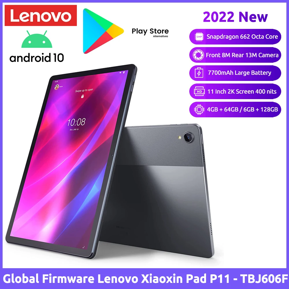 Lenovo Global Tablet P11 Snapdragon 662 Octa Core CPU 11 Inch 2K Screen 6GB RAM 128GB ROM 7700mAh Battery 5G WiFi Android 10 Tab