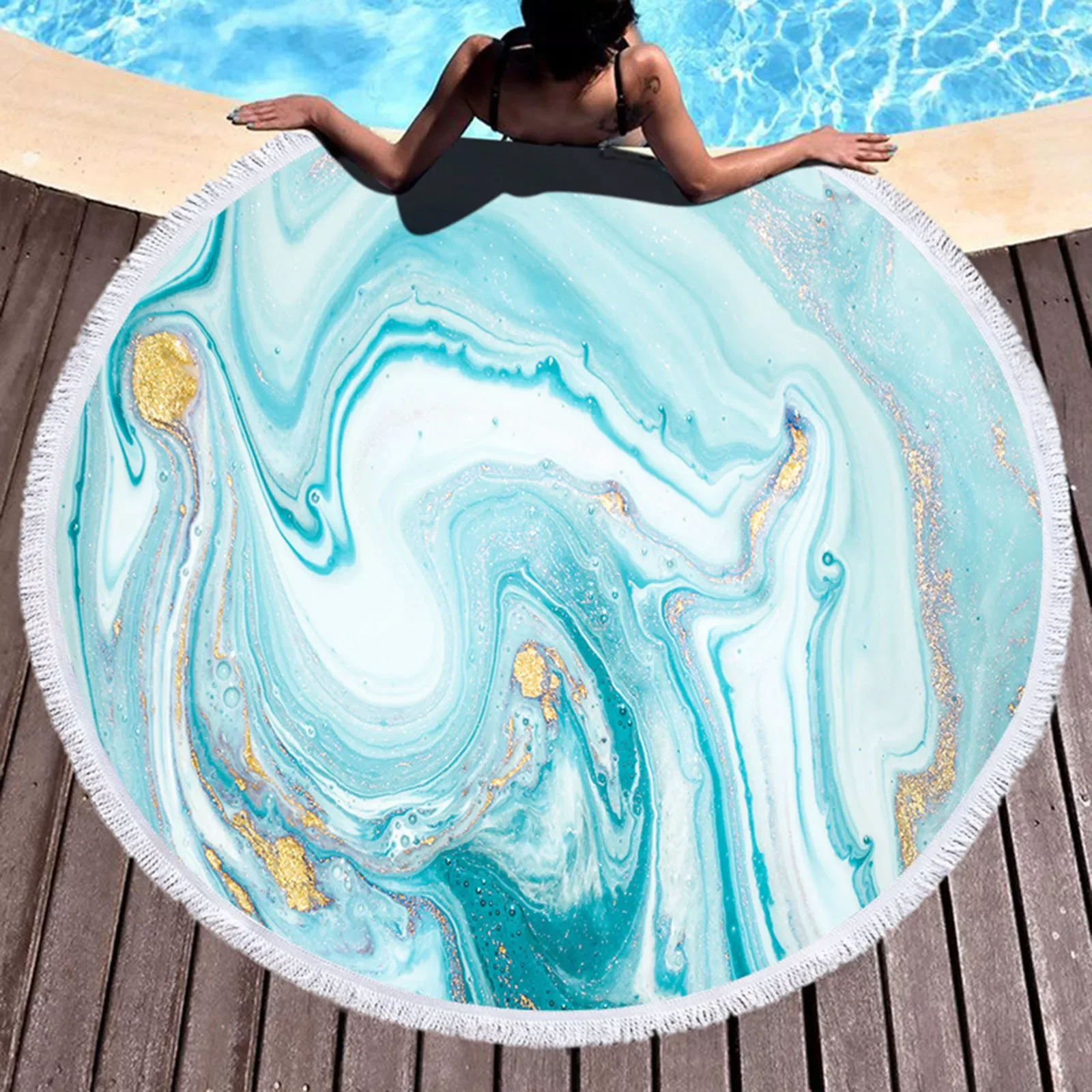 

Пляжное полотенце для купальников накидки из микрофибры мрамор абстрактный принт пляжная одежда одеяло круглое большое акварельное полот...