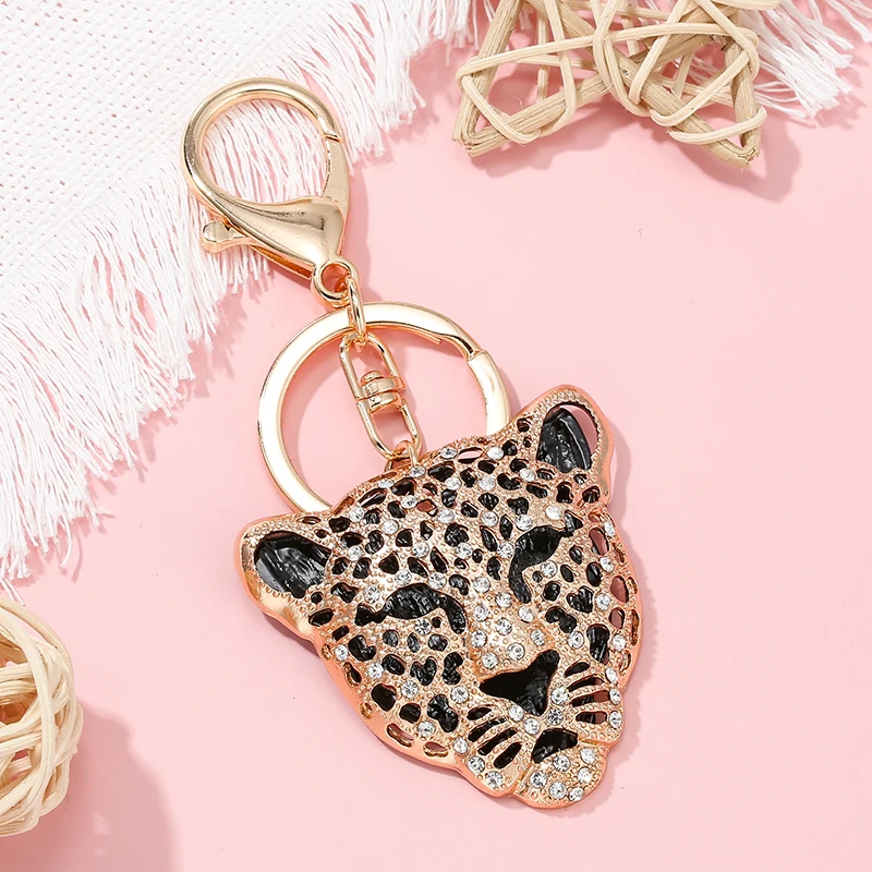Прямая поставка большой брелок для ключей с леопардовым принтом металлический