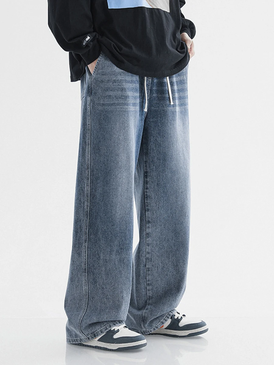 Four Seasons Men's Jeans Straight Loose Retro Mopping Wide Leg Pants Trendy Long Pants Fashion Streetwear Men Ins Hot Sale JEANS