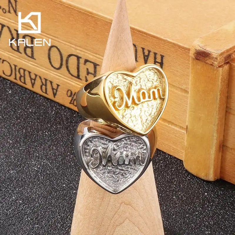 Очаровательное кольцо из нержавеющей стали с надписью мама
