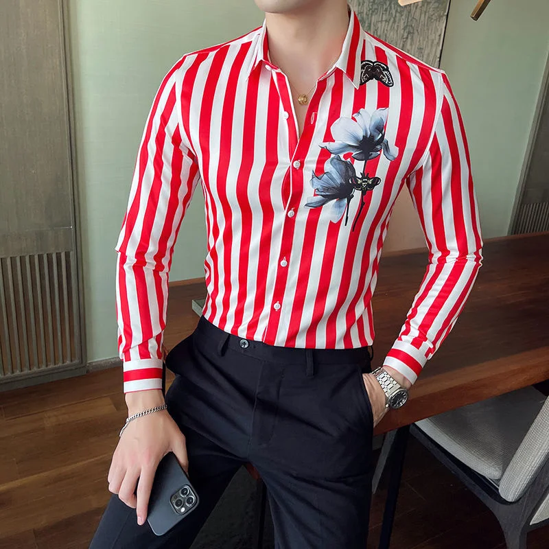 

Мужская рубашка в полоску, Повседневная Деловая Классическая рубашка, одежда в Корейском стиле для осени, 2022