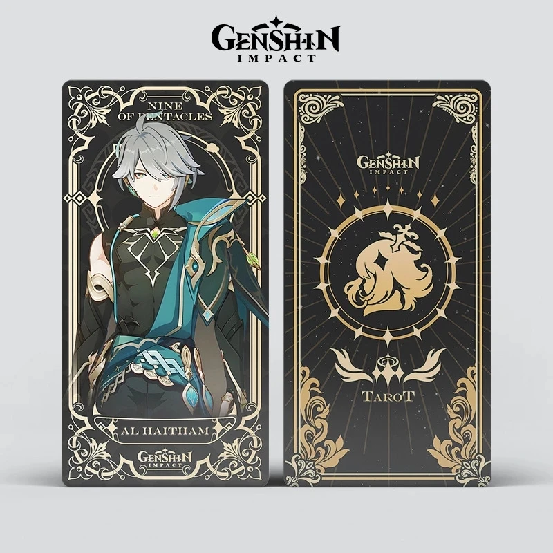 56Pcs/Box Genshin Impact Tarot Card Divination Toy Al Haitham Wanderer Kunikuzushi Deck Board Game Cards Collection - купить по