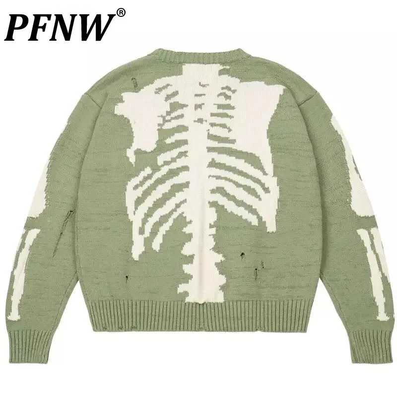 

PFNW 2023 Autumn Winter New Men’s Fashion Floral Skeleton Knitted High Street Loose Full Crew Neck Sweater over 12A6415