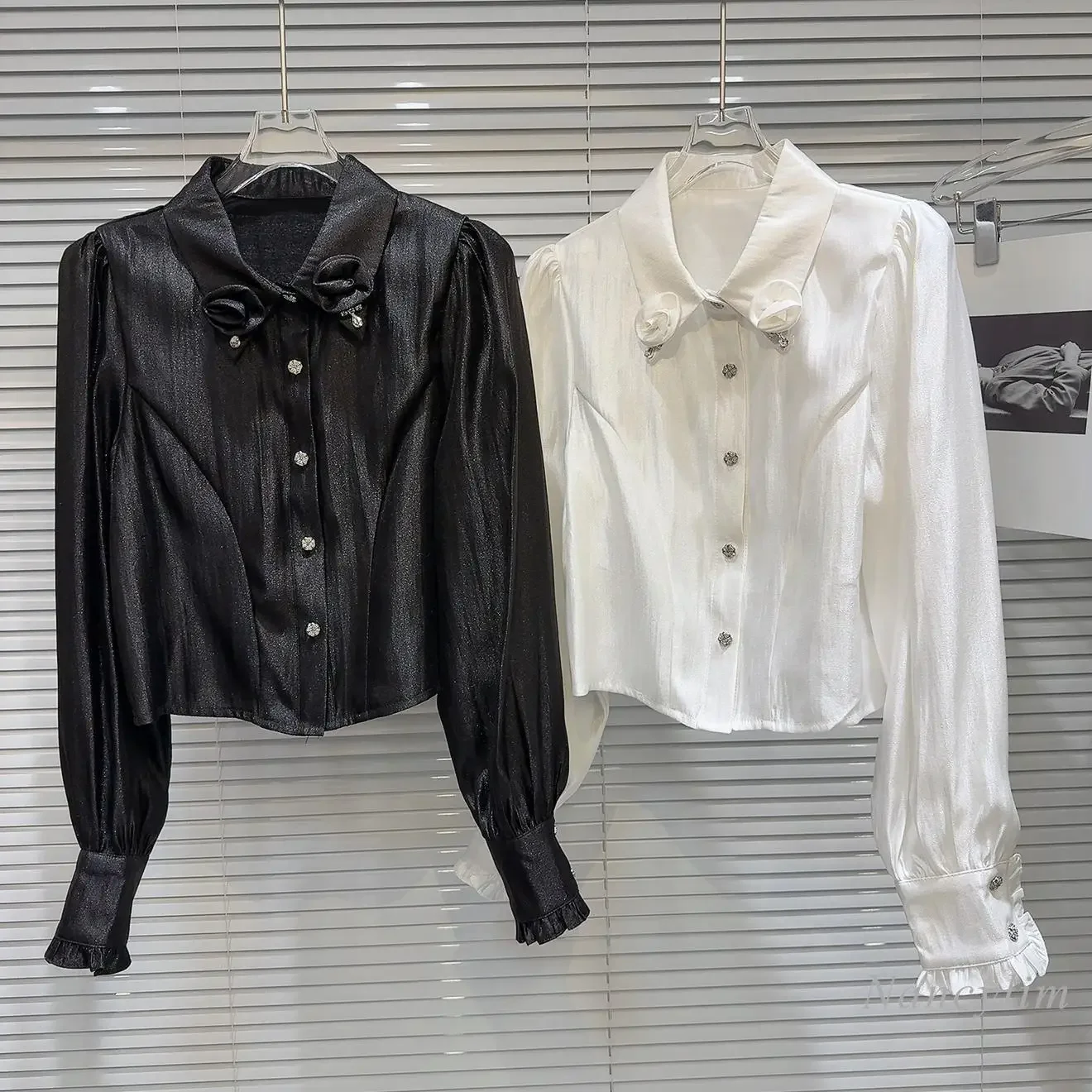 Зимнее нижнее белье 2024 блузка женская новая французская трехмерная цветочная