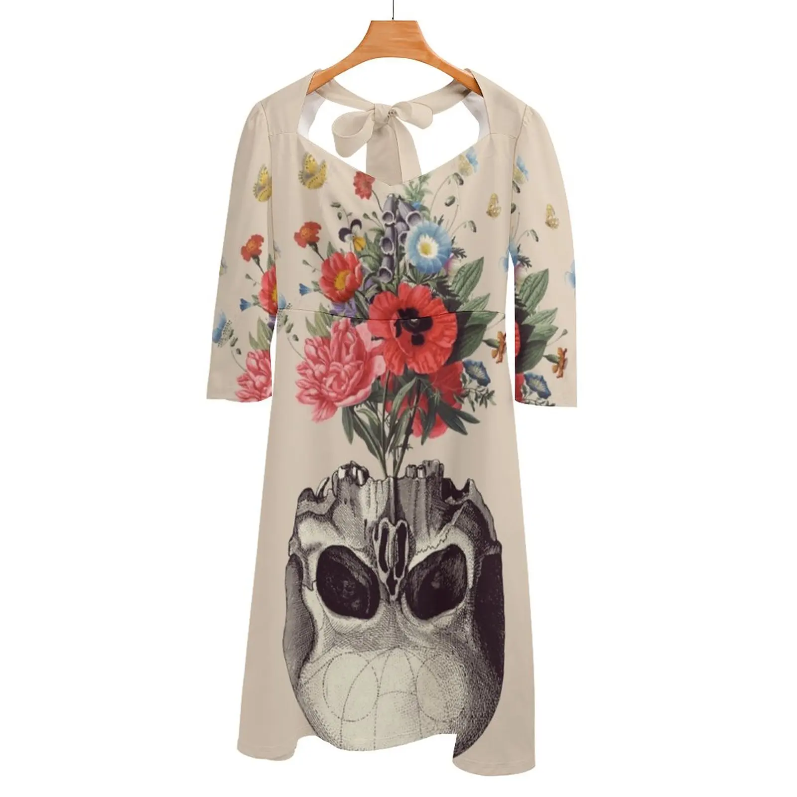 

Платье миди с открытой спиной и квадратным вырезом, на завязках