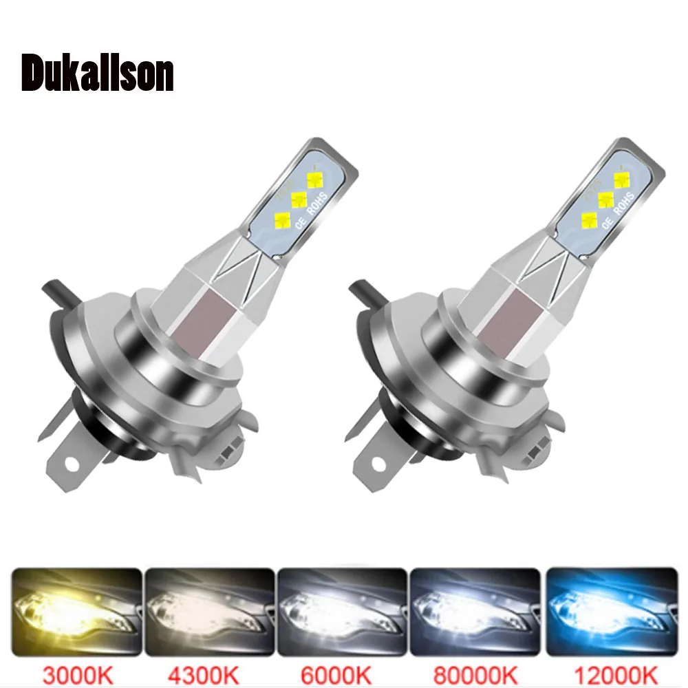 2Pcs H7 H4 Led Car Fog Light Bulbs H1 H8 H9 H11 9005 9006 Super Bright Headlight DRL Lamp Kit High Low Beam 6000K 12V