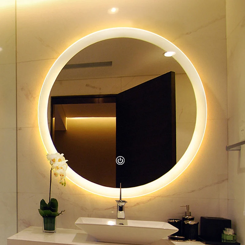 

Bathroom Wall Hanging Vanity Mirror Led Light Round Make Up Smart Mirror Modern Dressing Desk Espejo Para Tocador Home Decor