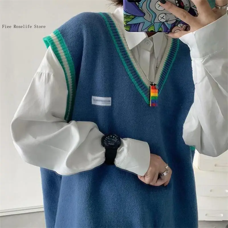 Весна-осень v-образный вырез вязаный свободный мужской