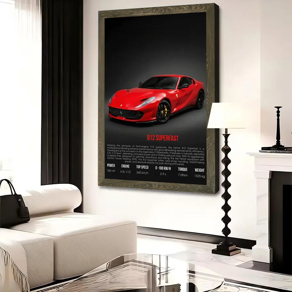 Фото Постер на холсте с изображением суперкара 812 Superfast, персонализированные высококачественные настенные картины для украшения гостиной, домашнего декора №4