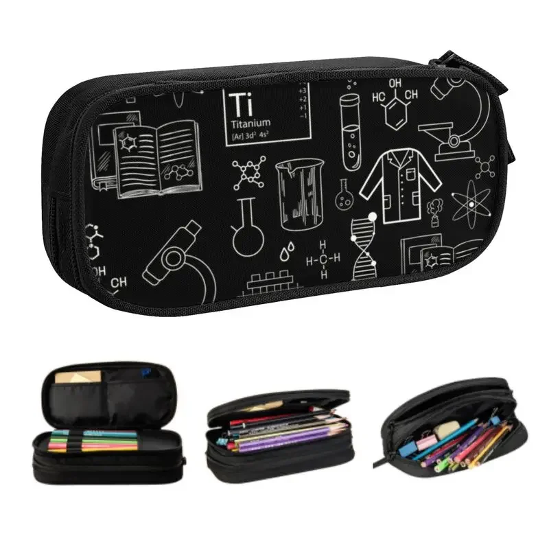 

Chemistry Cute Pencil Cases Girls Boys Large Capacity Science Math Physics Biology Microbiology Pencil Pouch Student School