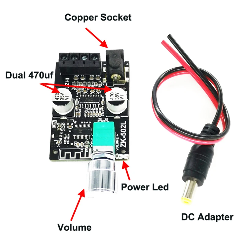 

1pc Bluetooth Digital Power Amplifier Board MINI 50W Bluetooth 5.0 Wireless Audio Stereo Board Amp Amplificador 3.5MM C50L