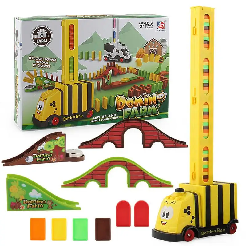 

Domino Rally Electric Train 107pcs Bee Style Domino Train Set Kids Domino Blocks Building Stacking Toy Domino Set Stacker Game