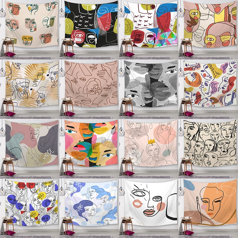 

Portrait Print Tapestry Wall Hanging Abstract Style Home Decor Living Room Carpet Polyester Decorative Tapestry