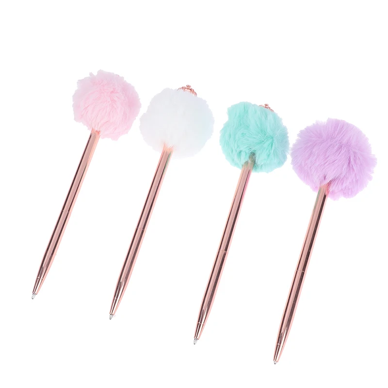 

1pc Crystal Shiny Metal Crown Hair Ball Ballpoint Pen Interesting Ballpoint Pen School Stationery School Office Supplies