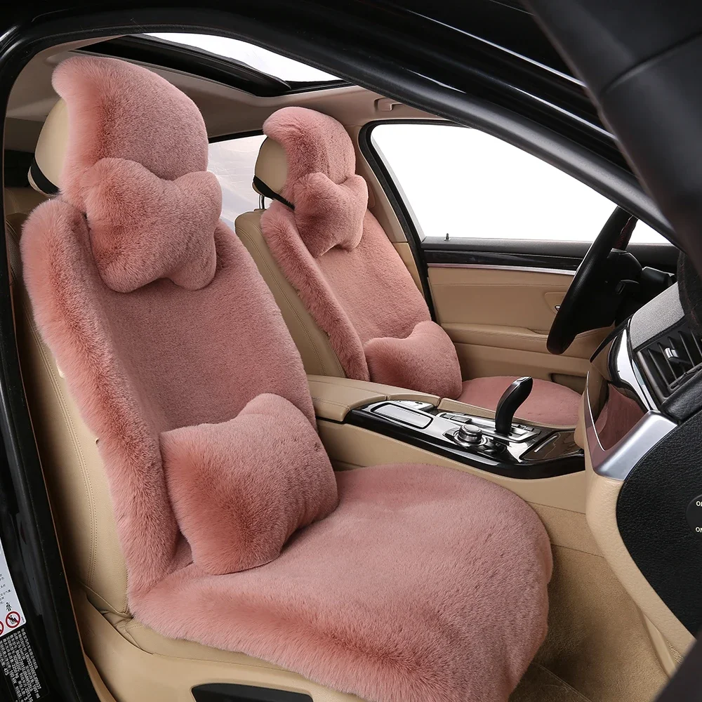 

Car Seat Cover Warm Winter Plush Fur Car Seat Cover Front And Back Rabbit Fluffy Car Seat Mats Warm Cushion For Auto Full Set