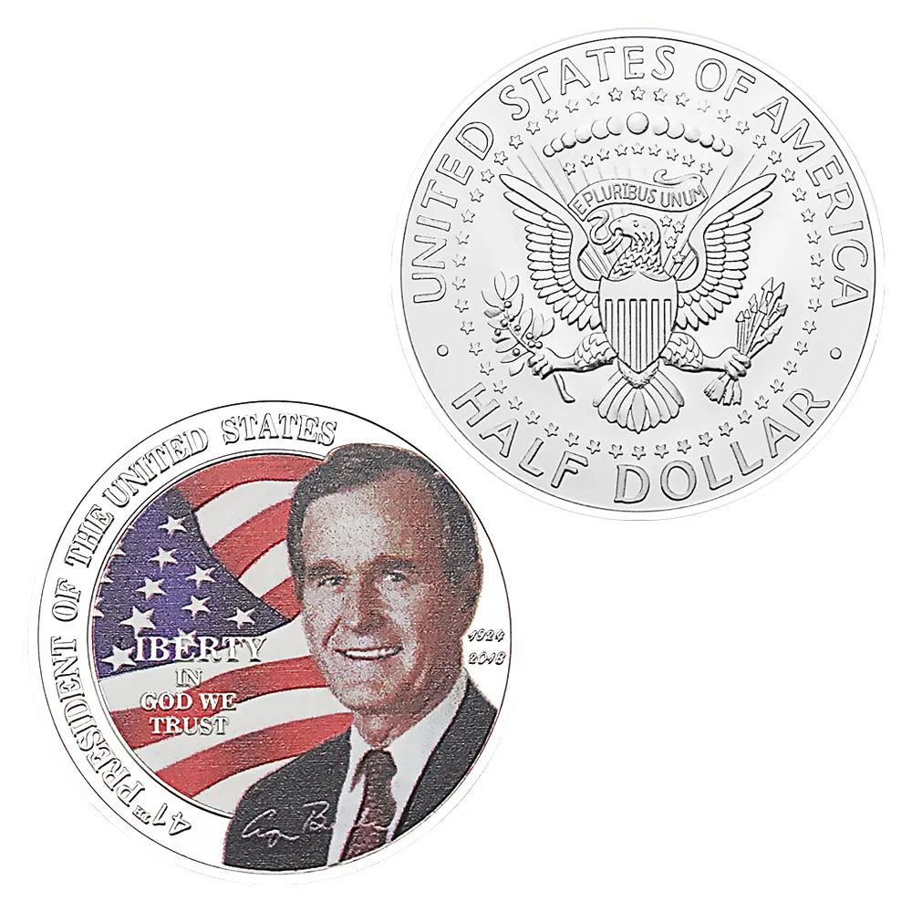 

President of The United States George Herbert Walker Bush Souvenir Silver Plated Coin Collectible Commemorative Coin