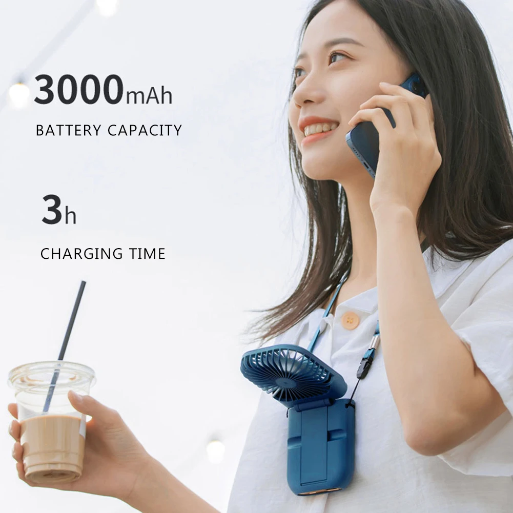 

USB Rechargeable Hanging Fan with Power Bank Handheld Fan Desk 3 Speed Adjustable Summer Small Fan Air Cooler for Outdoor Travel