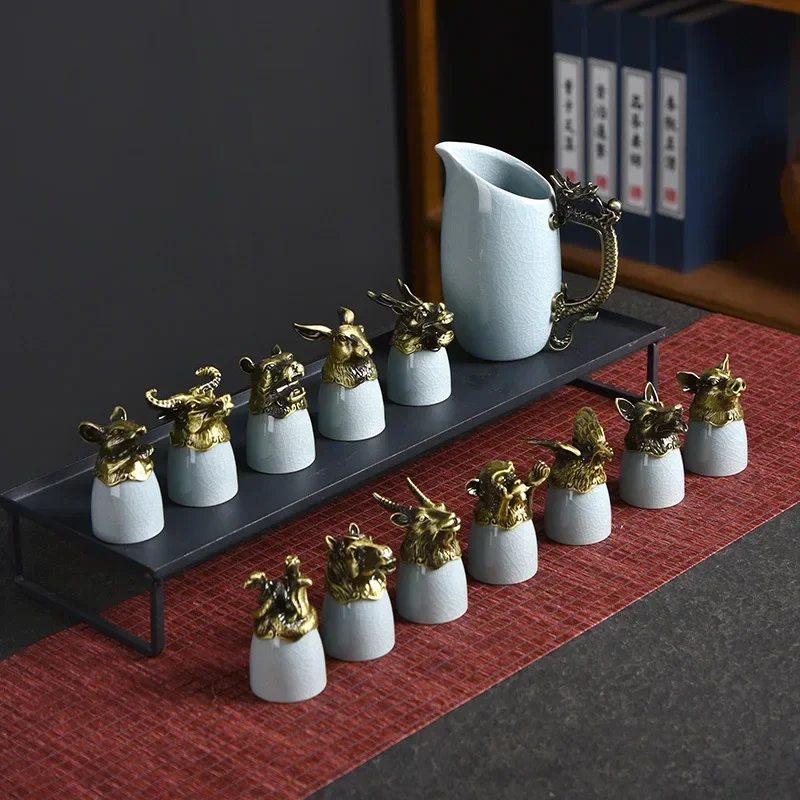 Традиционный китайский набор сакэ зодиака стакан байцзю сепаратор вина