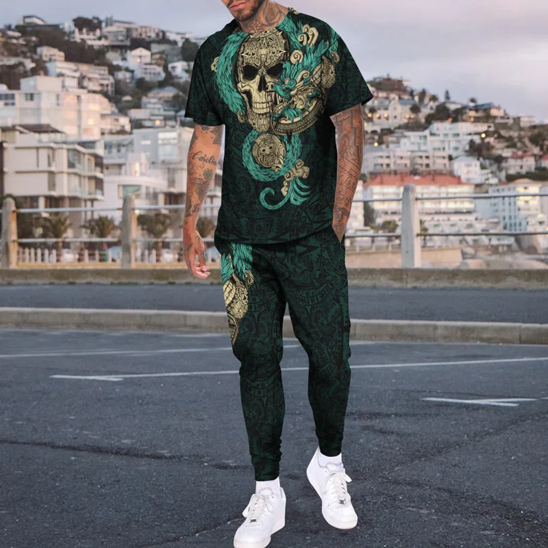 New Product 3d Digital Printing Trousers -Short Sleeved Trousers Suit Fashion Hip -Hop Trendy  Casual And Comfortable  Men's set